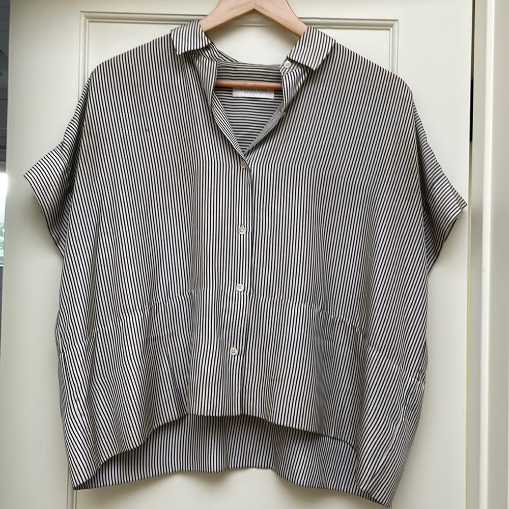 Everlane Women Silk Short-Sleeve Square Shirt in Black, Size 2